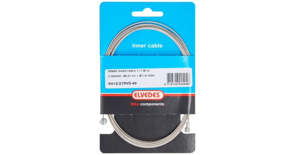 Rem Binnenkabel Elvedes 2250mm 7×7 Draads RVS ø1,5mm Met V-nippel ø5,5 × 10 en T-nippel ø7 × 6mm Meest Verkocht