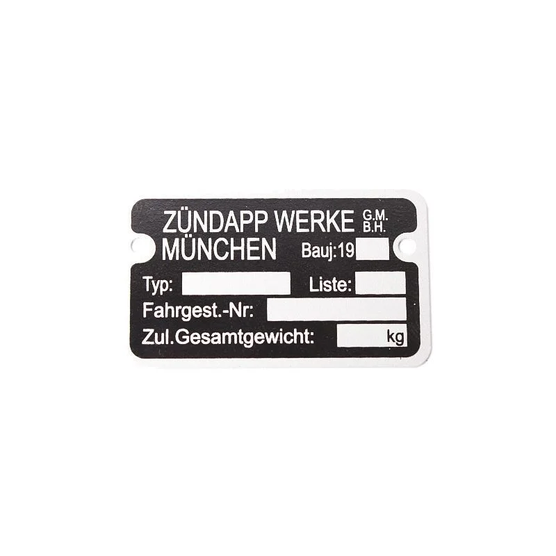 Beperkt Aanbod Typeplaatje Frame Zundapp 1980